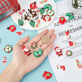 Resin Cabochons, Opaque, Christmas Theme, Christmas Glove & Leaf & Candy & Flower, Sock, Balloon, Santa Claus, Deer, Snowman, Tree, Mixed Color, 24.5x23x8mm, 36pcs/bag