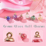 40Pcs Glass Ball Pendants, with Glitter Sequins and CCB Plastic Findings, with Polyfoam, Round, Colorful, 21.5x16mm, Hole: 2mm