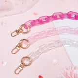 3Pcs 3 Colors Pink Series Acrylic Cable Chain Bag Handles, with Alloy Swivel Clasps, for Bag Strap replacement Accessories, Mixed Color, 455mm, 1pc/color