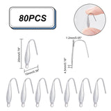 80Pcs 316 Surgical Stainless Steel Earring Hooks, Stainless Steel Color, 20x10x4.5mm, Hole: 1.2mm