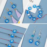 Handmade Evil Eye Lampwork Beads Strands, Flat Round, Blue, 16~17x8~9mm, Hole: 1.8mm, about 24pcs/strand, 12.60''(32cm), 1strand/box