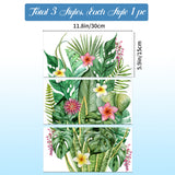 3 Sheets 3 Styles PVC Waterproof Decorative Stickers, Self Adhesive Decals for Furniture Decoration, Leaf, 300x150mm, 1 sheet/style