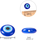 Handmade Evil Eye Lampwork Beads Strands, Flat Round, Blue, 10x4mm, Hole: 1mm, 38pcs/strand, 14.1 inch~14.5 inch, 1strand/box