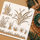 PET Hollow Out Drawing Painting Stencils, for DIY Scrapbook, Photo Album, Grass Pattern, 30x30cm