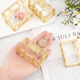 10Pcs Plastic Flip Cover Box, Candy Jewelry Boxes, for Necklace, Earring, Rectang, Gold, 6.6x4.1x4cm