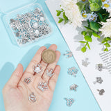 60Pcs 10 Style Alloy Pendants, Crown Charm, Antique Silver & Platinum, 14~20x12~18x1.5~8.5mm, Hole: 1~2.5mm, 6pcs/style