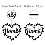 Iron Pendant Decorations, for Outdoor Garden Decoration, Heart with Word Home, Electrophoresis Black, 26x23x0.15cm