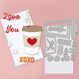 Valentine's Day Theme Coffee Carbon Steel Cutting Dies Stencils, for DIY Scrapbooking, Photo Album, Decorative Embossing Paper Card, Stainless Steel Color, Drink, 105~135x83~103x0.8mm, 2pcs/set