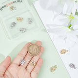 12Pcs 2 Colors Brass Micro Pave Cubic Zirconia Charms, Tropical Leaf Charms, Monstera Leaf Charm, Platinum & Golden, 14x9.5x2mm, Hole: 3mm, 6pcs/color