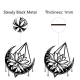 Iron Hanging Decors, Metal Art Wall Decoration, Moon Phase & Lotus, for Living Room, Home, Office, Garden, Kitchen, Hotel, Balcony, Matte Gunmetal Color, 300x250x1mm