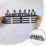Fashion Iron Medal Hanger Holder Display Wall Rack, with Screws, Basketball Pattern, 150x400mm