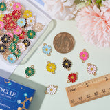 48Pcs 8 Colors Alloy Enamel Connector Charms, Sunflower Links, Light Gold, Mixed Color, 17.5x12x2mm, Hole: 1.6mm, 6pcs/color