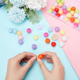 50Pcs Imitation Jade Acrylic Beads, Round, Mixed Color, 20mm, Hole: 3mm