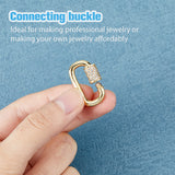 2Pcs 2 Colors Brass Micro Pave Clear Cubic Zirconia Screw Carabiner Lock Charms, for Necklaces Making, Oval, Mixed Color, 24x14.5x3~6mm, 1pc/color