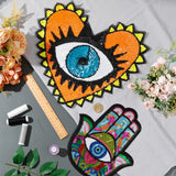 2Pcs 2 Style Computerized Embroidery Cloth Iron on/Sew on Patches, Costume Accessories, Paillette Appliques, Evil Eye, Mixed Color, 1pc/style