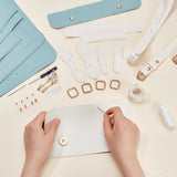 DIY Imitation Leather Sew on Women's Crossbody Bag Making Kit, including Fabrics, Imitation Pearl Cat Head Ornament, Alloy Buckles & Magnetic Button, Cord and Needle, Screwdriver, Cadet Blue, Finished Product: 25x7x18.5cm