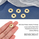 24Pcs Eco-Friendly Brass Connector Charms, Cadmium Free & Lead Free, Donut/Pi Disc, Bumpy, Real 18K Gold Plated, 12.5x1.5mm, Hole: 1mm