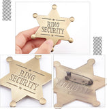 Ring Security Word Badge, Star Alloy Brooch Pin for Backpack Clothes, with Plastic Air Duct Accessories for Intercom Earphone, Antique Bronze, 70x61x7.5mm, 2pcs