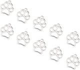 304 Stainless Steel Charms, Dog Paw Prints, Stainless Steel Color, 12.9x11.8x1mm, Hole: 1.5mm, 20pcs/box