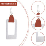 4 Pairs 4 Styles Round & Rectangle & Polygon & Ring Brass Dangle Hoop Earrings, PU Leather Jewelry for Women, Silver, 52~60mm, Pin: 0.8mm, 1 Pair/style