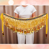 Polyester Tassel Fringe Trimming, Garment Accessories, Plastic Sequins and Acrylic Rhinestone Chains Belt for Women, Gold, 1700x40~275x8mm