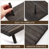 7-Slot Wooden Place Card Display Stands, for Postcards, Earring Display Cards Holder, Dyed & Heated, Rectangle, Black, 29x19x2cm, about 3pcs/set