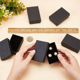 30Pcs Texture Paper Necklace Gift Boxes, with Sponge Mat Inside, Rectangle, Black, 8.1x5.1x2.7cm, Inner Diameter:4.6x7.3cm, Deep: 2.5cm