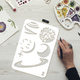 3Pcs 3 Styles PET Hollow Out Drawing Painting Stencils, for DIY Scrapbook, Photo Album, Planet, 297x210mm, 1pc/style