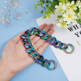 Bag Chains Straps, Aluminum Curb Link Chains, with Alloy Spring Gate Rings, for Bag Replacement Accessories, Rainbow Color, 30cm, 1pc/box