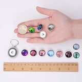 DIY Brooch Making, with Alloy Rhinestone Magnetic Brooch and Brass Glass Snap Buttons, Flat Round with Tree, Mixed Color, 18~19x9~9.5mm