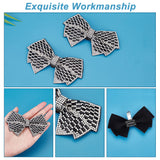 Glass Rhinestone Bowknot Shoe Decorations, Detachable Shoe Buckle Clips, with Iron & Felt Findings, Jet, 58x102x16mm
