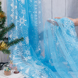 Snowflake Pattern Polyester Mesh Fabric, for Dress Costumes Decoration, Deep Sky Blue, 336x0.05cm, 3 yard/sheet