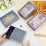 Paper Storage Gift Drawer Boxes, Translucent Plastic Cover Gift Packaging Case, Black, 18.2x13x4.6cm