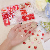 DIY Valentine's Day Jewelry Making Finding Kit, Include Heart & Heart Resin & Glass & Acrylic & Polymer Clay Beads, Flower & Message Box & Evelope Alloy Enamel Pendants, Red, 460Pcs/Box