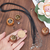 DIY Locket Necklace Making Kit, Including Sandalwood Box Pendant, Imitation Leather Cord, 304 Stainless Steel Snap on Bails, Flower, 16Pcs/bag, Pendant: 24x25.5mm, Hole: 1.2mm and 2mm