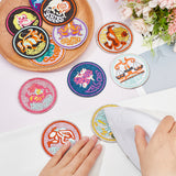 12Pcs 12 Style Constellation Theme Computerized Embroidery Iron on Cloth Patches, Costume Accessories, Sewing Craft Decoration, Mixed Color, 70mm, 1pc/style