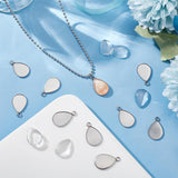 50Pcs 304 Stainless Steel Pendant Cabochon Settings, Milled Edge Bezel Cups, Drop, with 50Pcs Transparent Teardrop Glass Cabochons, Stainless Steel Color, Tray: 18x13mm, 22x13.5x1.5mm, Hole: 2.5mm