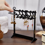 1 Set Coat Hanger Shaped Acrylic Earring Display Stands, Jewelry Organizer Holder for Earring Storage, with 8Pcs Mini Hangers, Black, Finish Product: 14x5.9x14.95cm, 12pcs/set