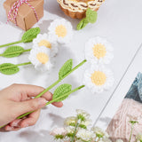 Crochet Polyester Yarn Daisy Flower Ornaments, Artificial Flower, for Home Decorations, White, 315mm