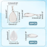 DIY Blank Teardrop Pendant Making Kit, Including 304 Stainless Steel Pendant Cabochon Settings, Glass Cabochons, Stainless Steel Color, 60Pcs/box