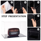 Transparent Plastic Minifigure Display Cases, Dustproof Action Figure Display Box, with Black Base, for Models, Building Blocks, Doll Display Holders, White, 31x21x20.5cm