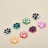 9Pcs 9 Style Dog Paw Print Food Grade Eco-Friendly Silicone Beads, Chewing Beads For Teethers, DIY Nursing Necklaces Making, Mixed Color, 24~30x27~29.5x8~8.5mm, Hole: 2~2.5mm, 1pc/style