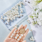 100 Sets 2 Style ABS Imitation Pearl Garment Rivets, Iron Semi-Tublar Rivet, for Clothes Bag Shoes Leather Craft, White, 10~11.5x9.5~11mm, 2pcs/set, 50 sets/style