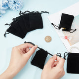 25Pcs Rectangle Velvet Drawstring Pouches, Candy Gift Bags Christmas Party Wedding Favors Bags, Black, 7x5cm