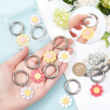 Opaque Resin Shoe Charms, with Alloy Spring Gate Rings, Daisy, Mixed Color, 55mm, 4 colors, 2pcs/color, 8pcs/set