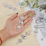 4Pcs Silver Plated Brass Rhinestone Connector Charms, Oval Links Ornament for Bikini Decoration, Crystal, 23x95x6.5mm, Hole: 10x4mm