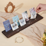 3-Slot Wooden Earring Display Stands, Earring Organizer Holder, Rectangle, Coconut Brown, 39.8x7.8x1.2cm, Groove: 0.2cm