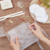 DIY Ribbon Knitting Women's Handbag Kits, including Plastic Mesh Canvas Sheets, Shoulder Strap, Bag Handle, Magnetic Clasp, Wax Cord, Needle, Screw, Ribbon, White, 1.75~24.6x1.2~40x0.05~1.8cm
