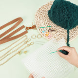 DIY Knitting Crochet Bags Kits, Including Yarn, Mesh Plastic Canvas Sheets, Bag Handles, Bag Strap Chains, Knitting Needles, Thread, Magnetic Clasp, Labels, D Ring, Dark Green