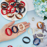 75Pcs Acrylic Imitation Gemstone Style Linking Rings, with 75Pcs CCB Plastic Quick Link Connector, Oval, Mixed Color, 19~39.5x12~34.5x4.5~6.5mm, Inner Diameter: 7~18.5x14~33mm